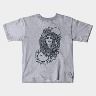 Vintage Gaia Moon and Sun Goddess Kids T-Shirt